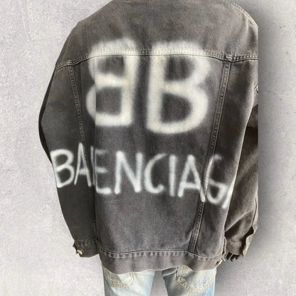 Balenciaga - Logo Spray Oversize Trucker Denim Jacket