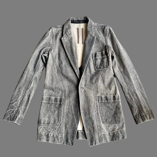 Rick Owens - SS16 Black Coated Canvas Blazer