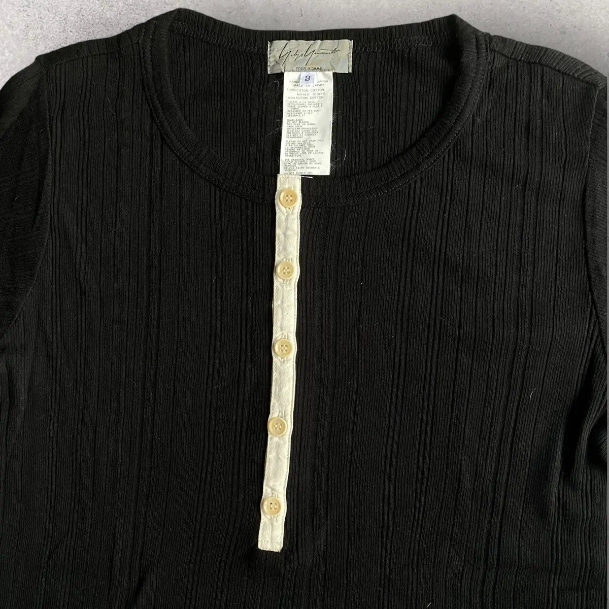 Yohji Yamamoto - YYHP Buttons Front Ribbed Tee