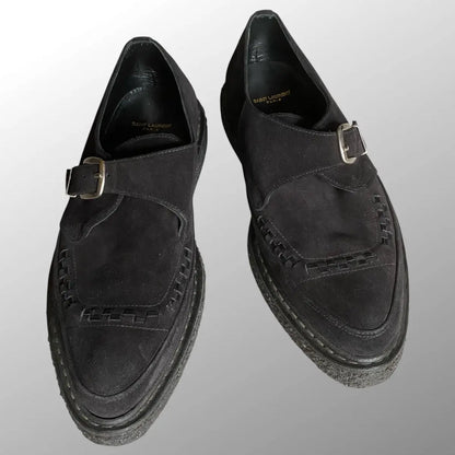 Saint Laurent Paris - FW14 Black Suede Buckle Creepers