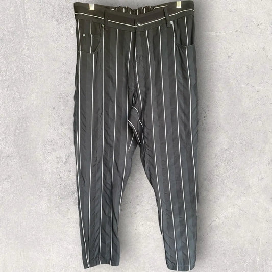 Haider Ackermann - SS18 Stripes Rayon Blend Back Elastic Drop Crotch Trousers