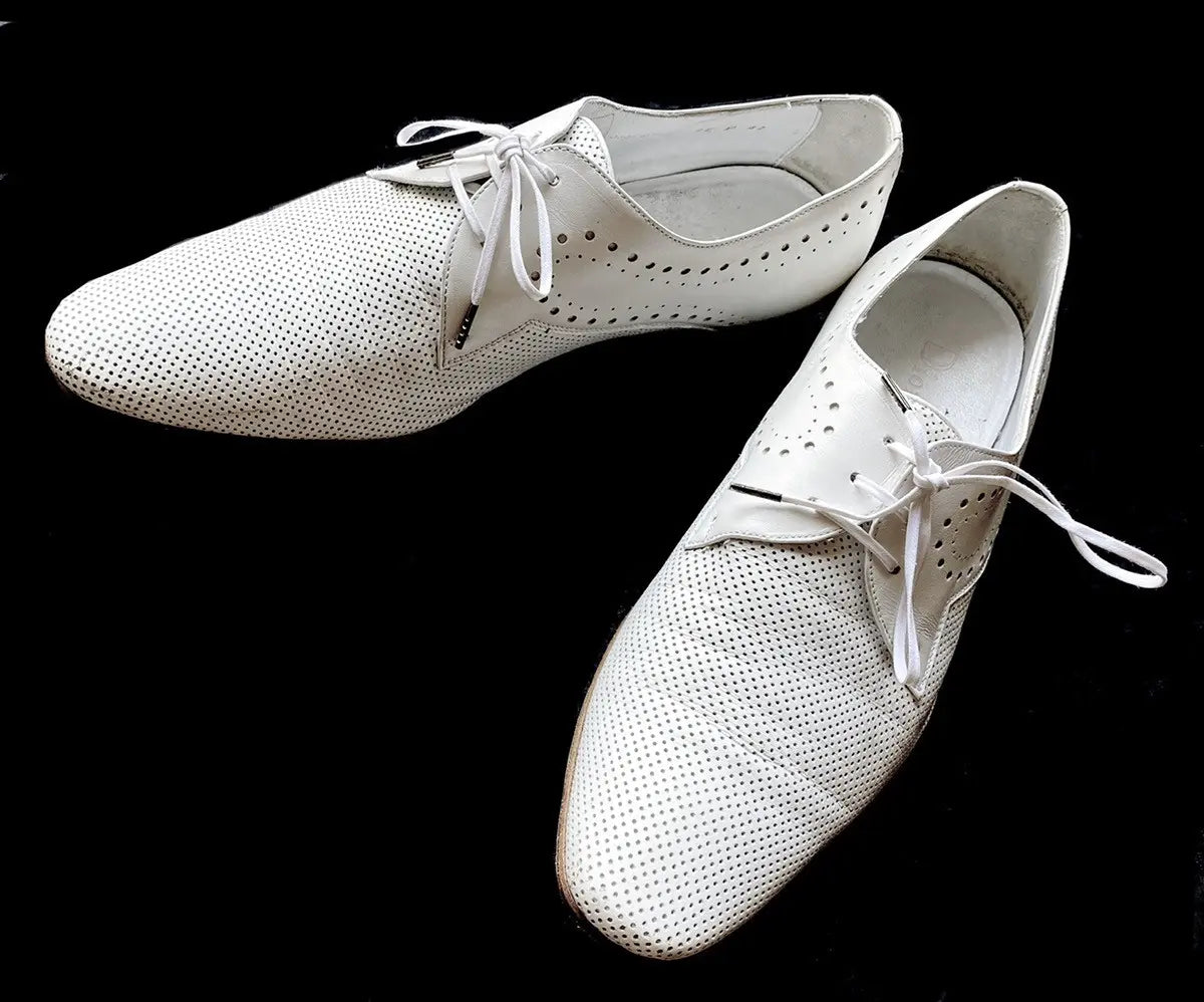 Dior Homme - 2008 Perforated Laser Cut White Derby Shoes
