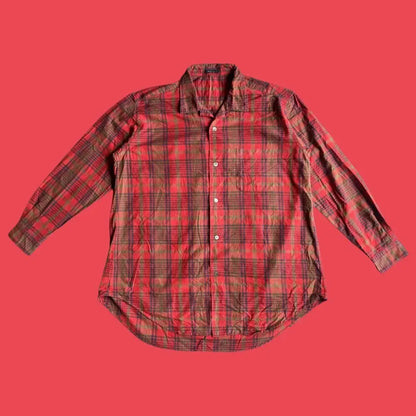 Yohji Yamamoto - Y’s For Men Red Plaid Open Collar Oversize Shirt