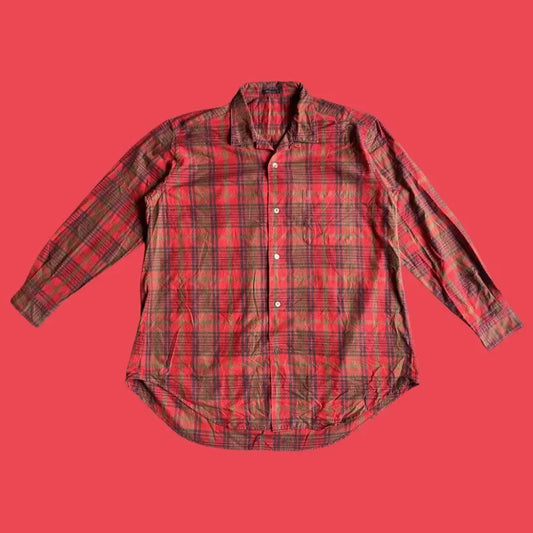 Yohji Yamamoto - Y’s For Men Red Plaid Open Collar Oversize Shirt