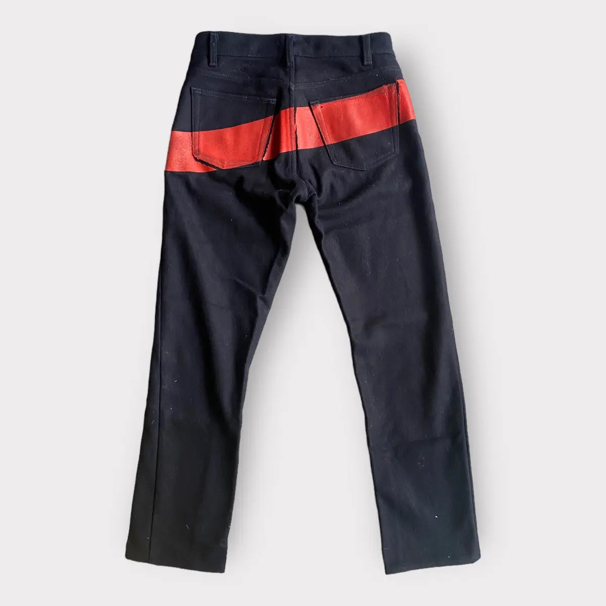 Helmut Lang - Archive Red Rubber Stripe Wool Jeans