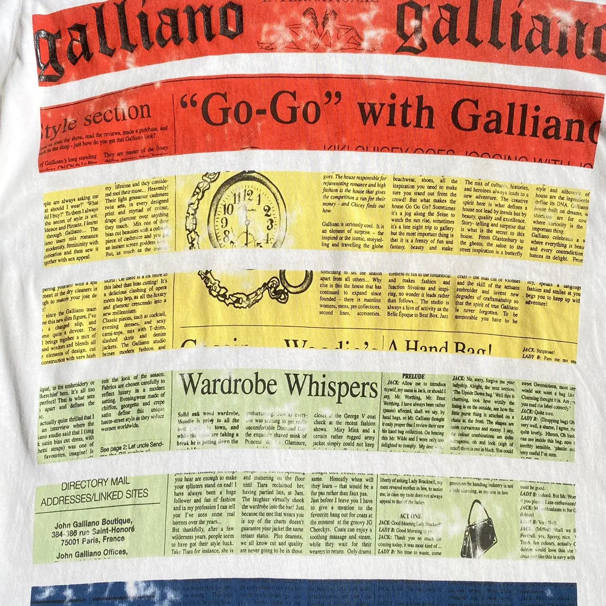 John Galliano - Newspaper Gazette Color Block Tee