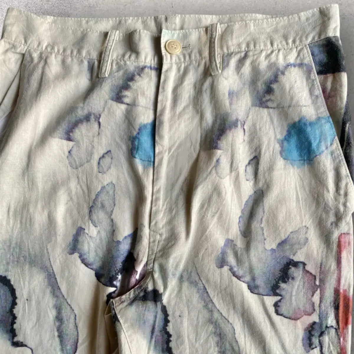 Yohji Yamamoto  SS10 Y’s Linen Blend Water Color Print Pants