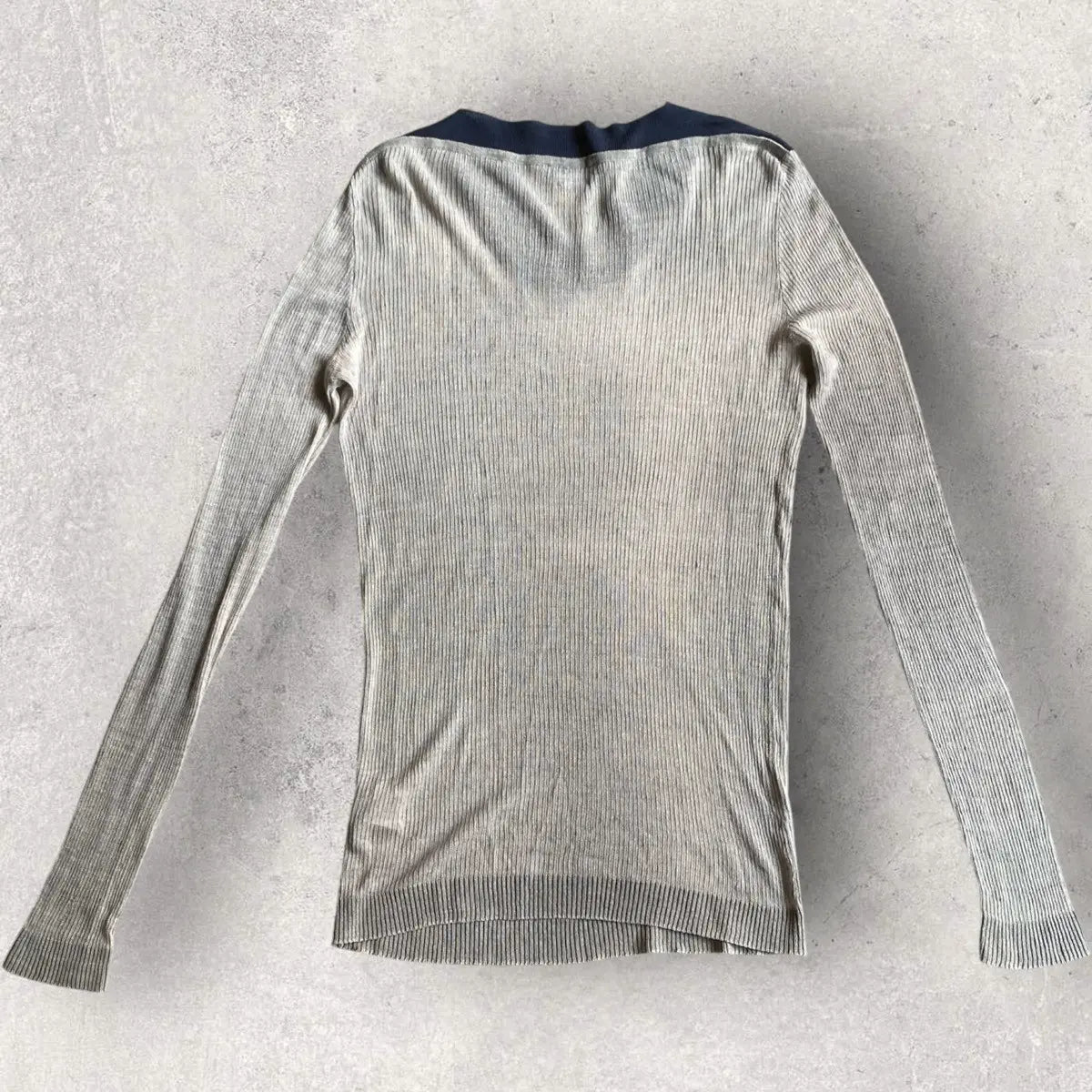 Raf Simons - SS10 Linen Knit Contrast Collar Sweater