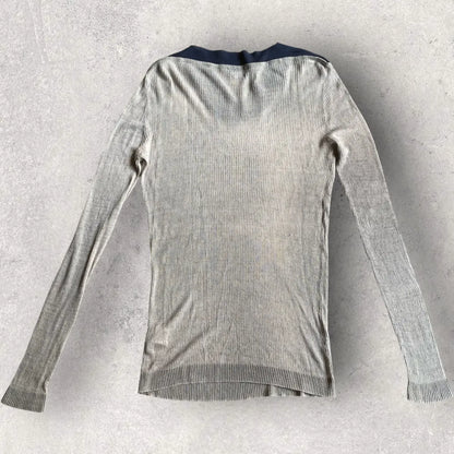 Raf Simons - SS10 Linen Knit Contrast Collar Sweater