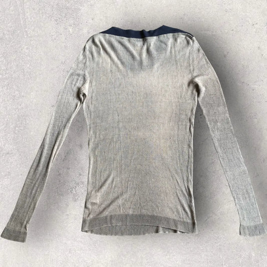 Raf Simons - SS10 Linen Knit Contrast Collar Sweater