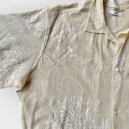 Bode - Moth Veil embroidered Mesh shirt
