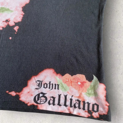 John Galliano - Vintage Rare Koi Fish Silk Blend Micro Ribbed T Shirt
