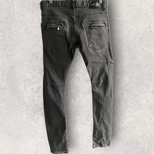 Balmain - Biker Dart Knees Dark Grey Jeans