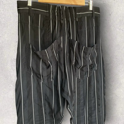 Haider Ackermann - SS18 Stripes Rayon Blend Back Elastic Drop Crotch Trousers
