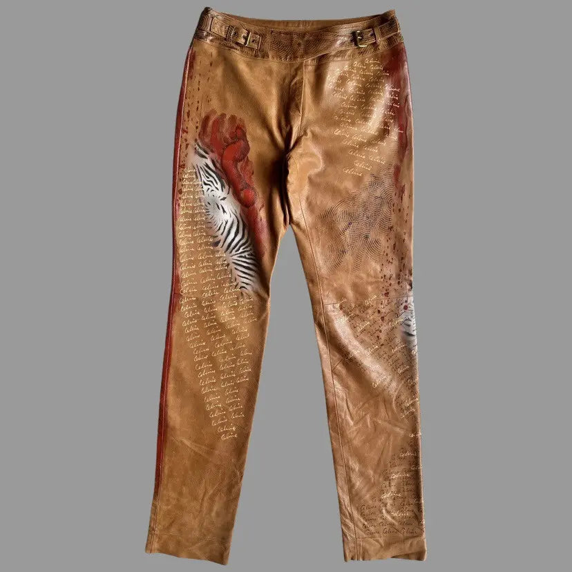 Celine - Vintage SS01 Runway Painted Leather Pants
