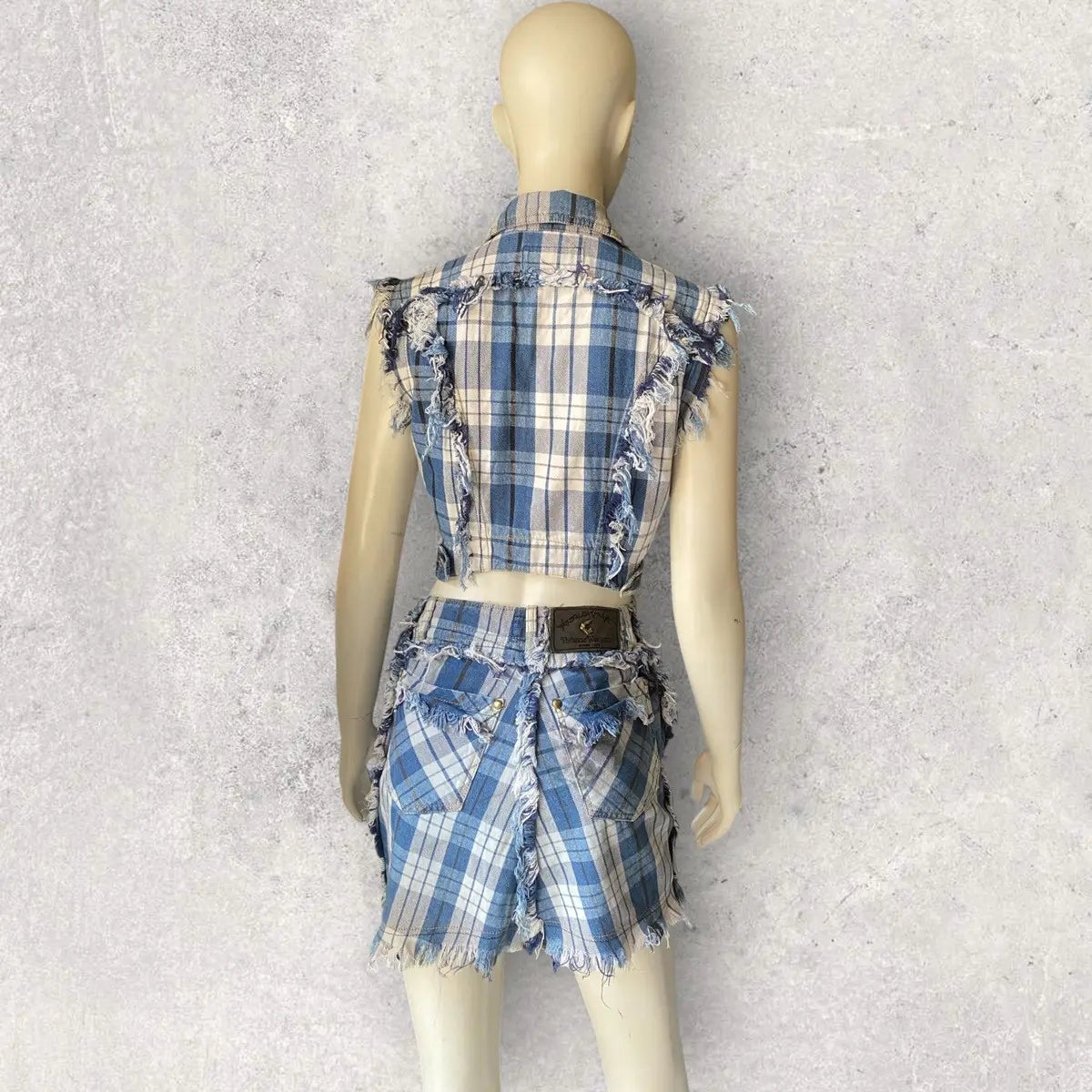Vivienne Westwood - Vintage 1999 Blue Plaid Fray Hem Set