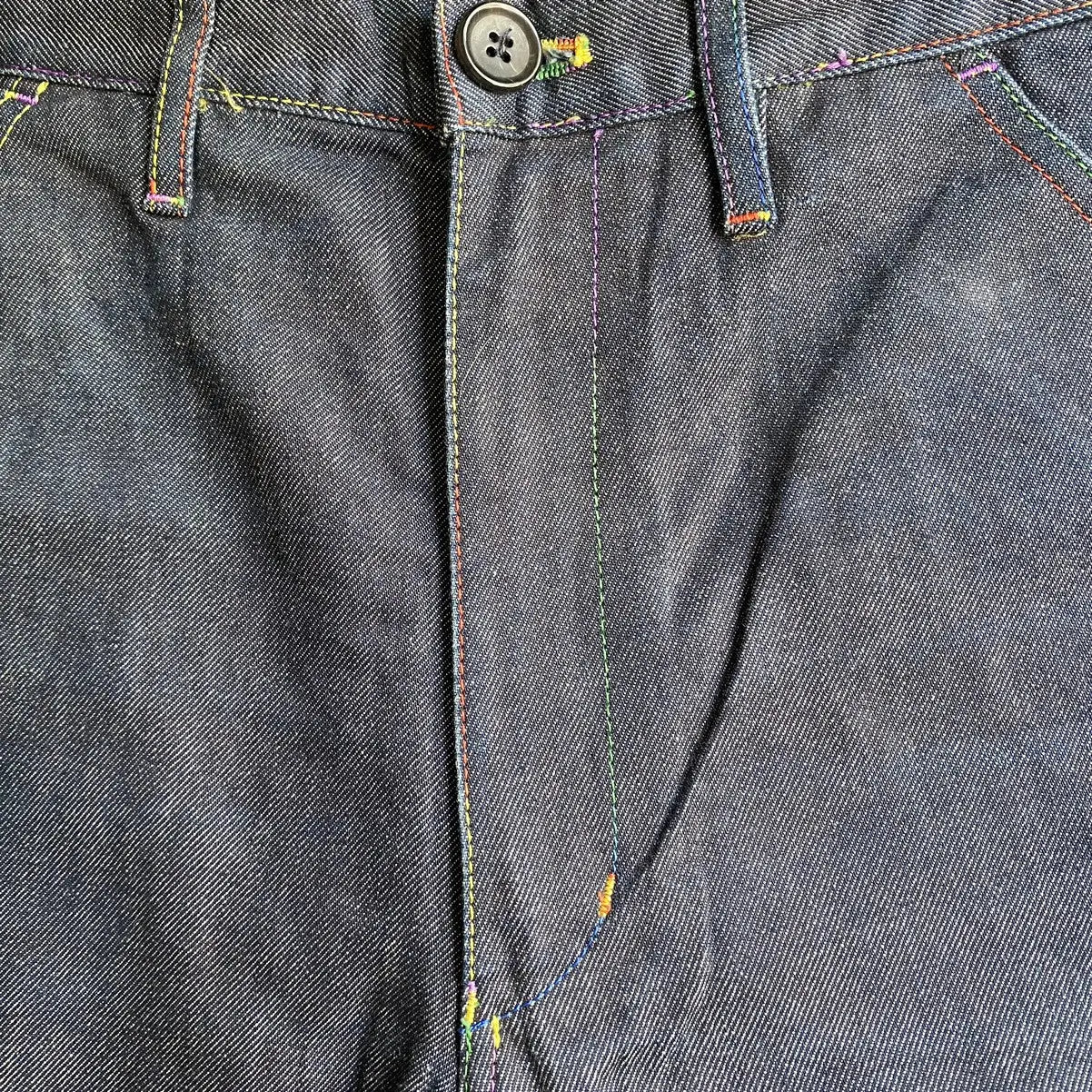 Comme des Garcons - CDG Shirts Line Rainbow Stitched Blue Raw Pants