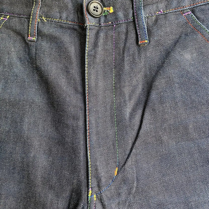 Comme des Garcons - CDG Shirts Line Rainbow Stitched Blue Raw Pants