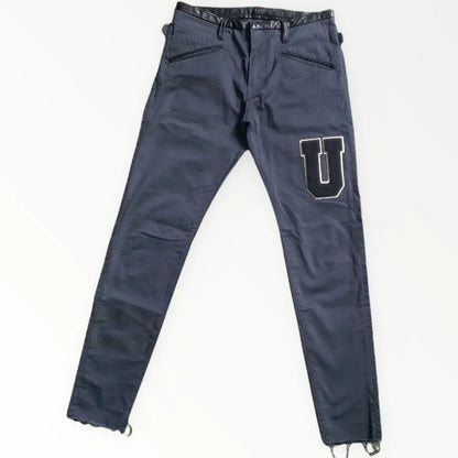 Undercover - SS18 Leather Waist Wool Vasity Patch Jeans