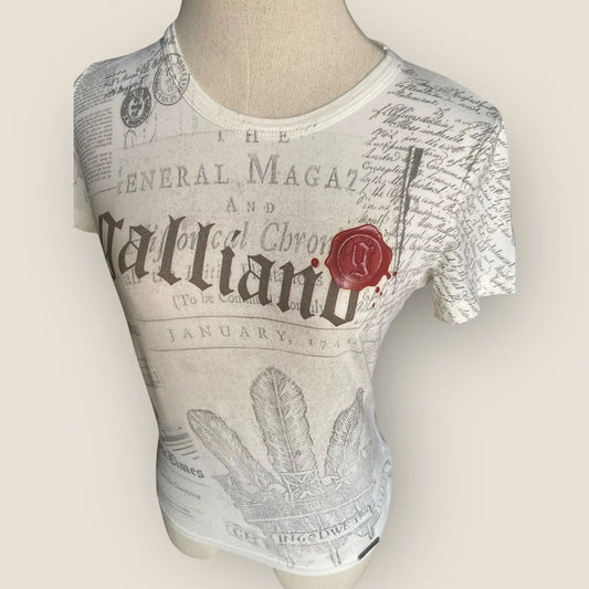 John Galliano - 2000’s Wax Stamp Newspaper T Shirt
