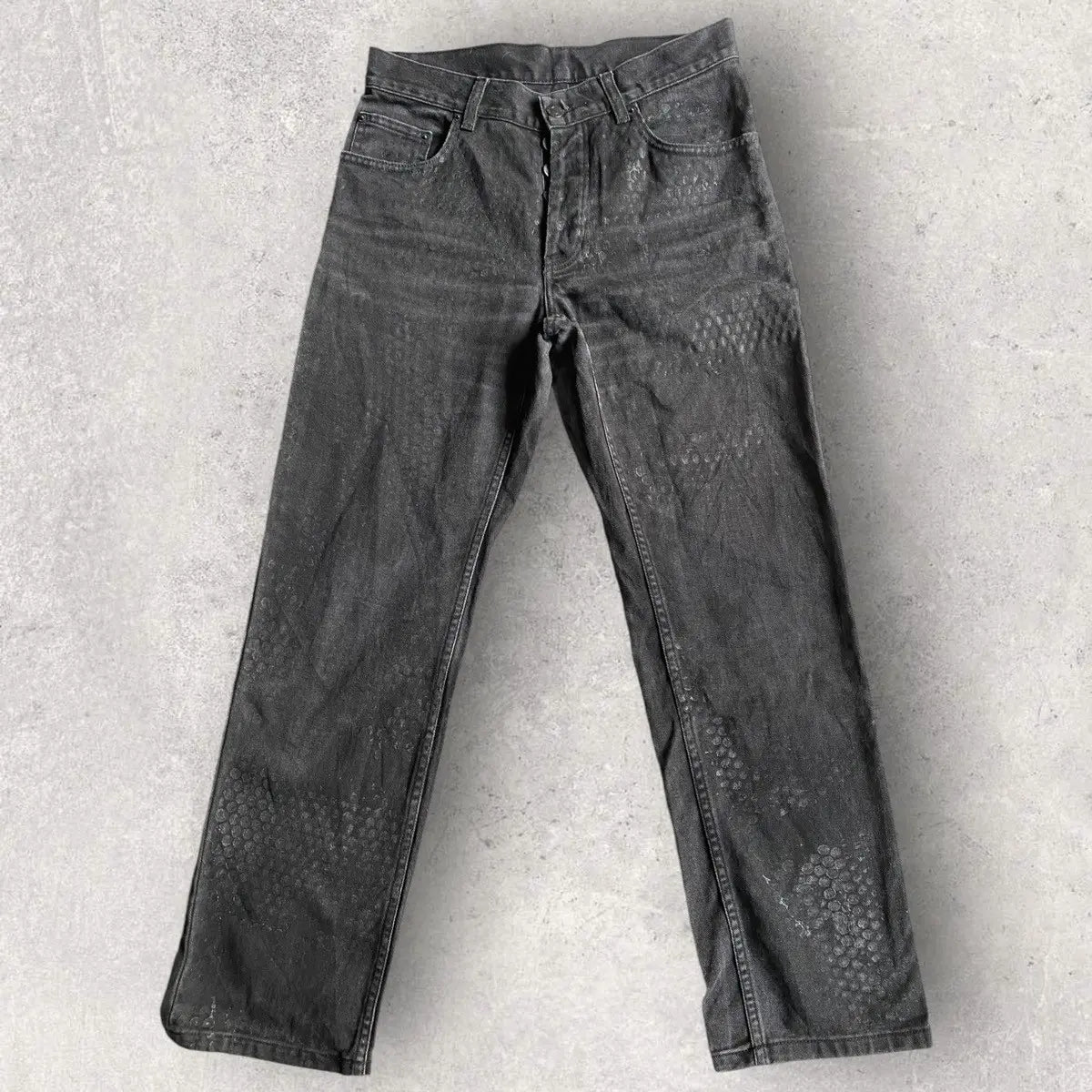 Helmut Lang : SS03 Archive Rubber ‘Tyre’ Print Denim