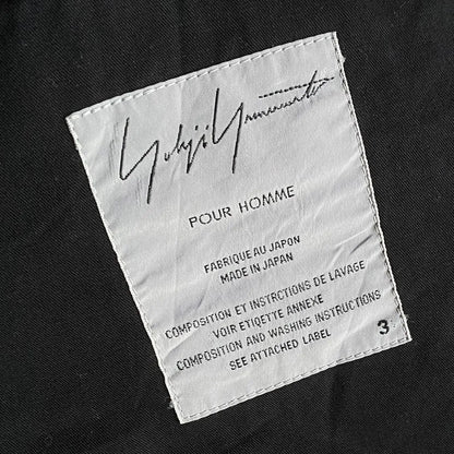 Yohji Yamamoto - Black Cotton Open Collar Boxy Fit Jacket