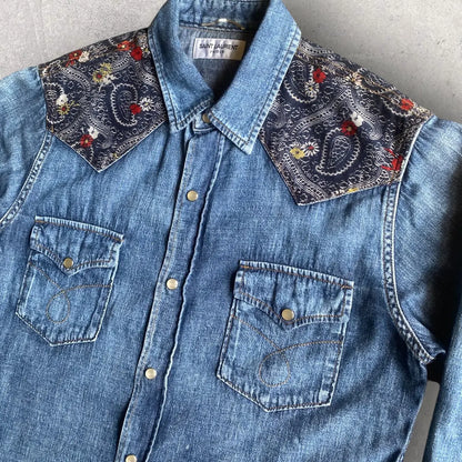 Saint Laurent Paris - SS15 Paisley Denim Western Shirt