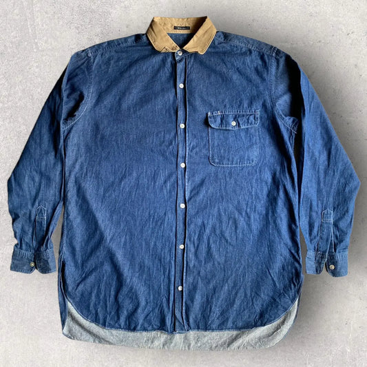 Yohji Yamamoto Y’s For Men contrast Collar and Cuff Oversized Shirt
