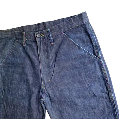 Comme des Garcons - CDG Shirts Line Rainbow Stitched Blue Raw Pants