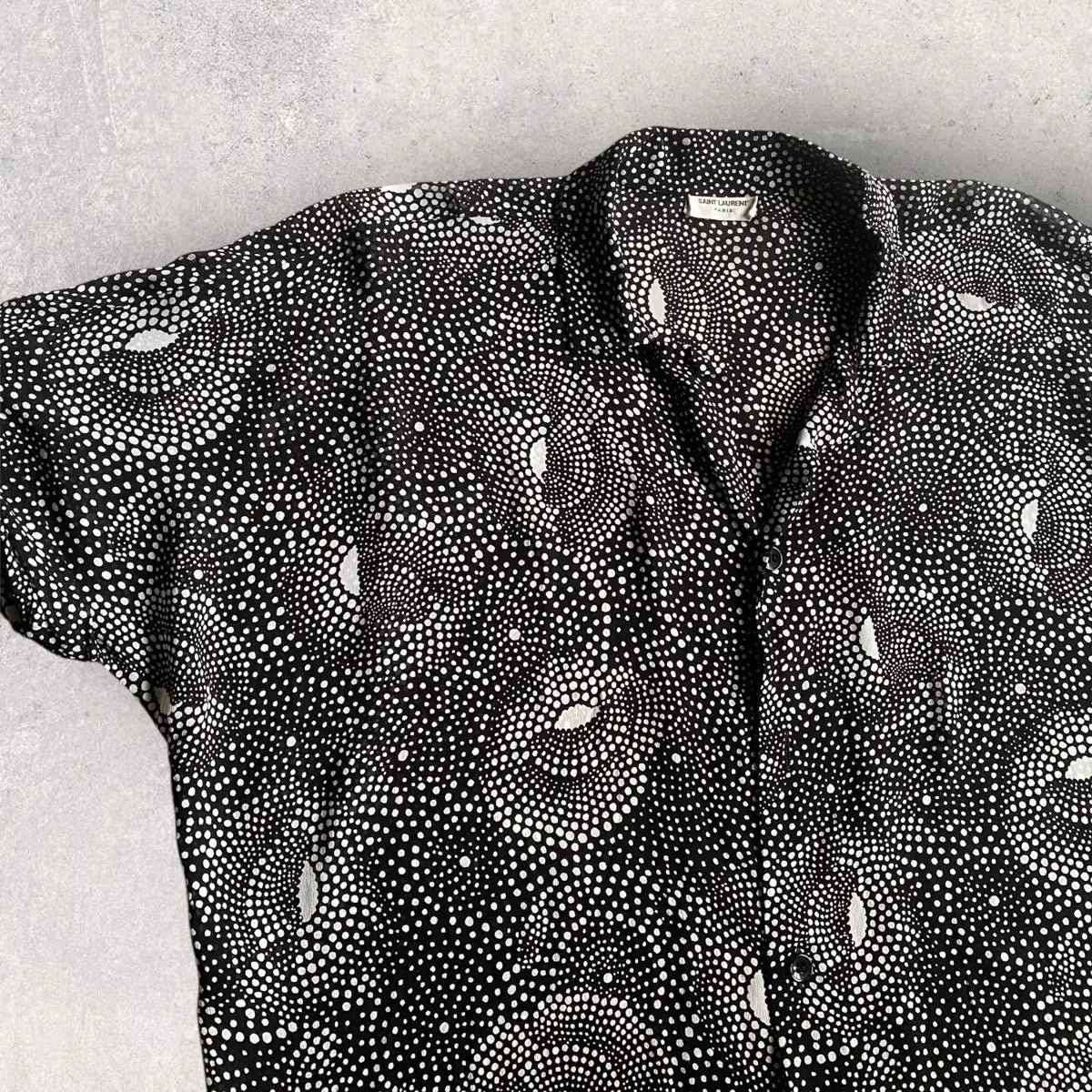 Saint Laurent Paris - SS19 Polka dot Silk Shark Collar Shirt