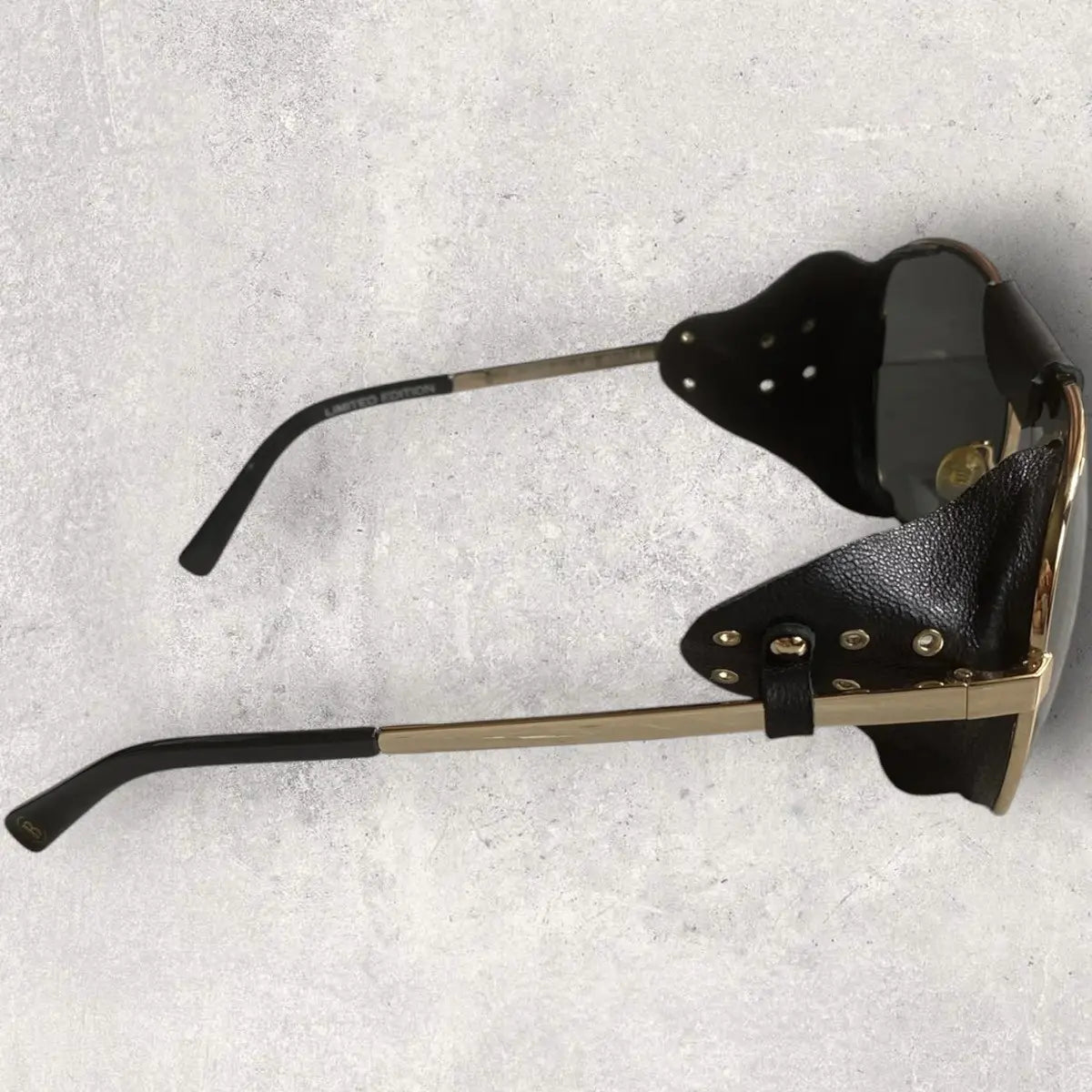 Balmain - Aviator Leather Side Shield Sunglasses