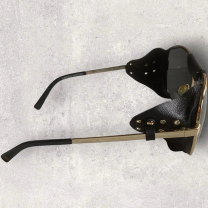 Balmain - Aviator Leather Side Shield Sunglasses