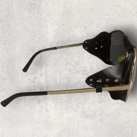 Balmain - Aviator Leather Side Shield Sunglasses