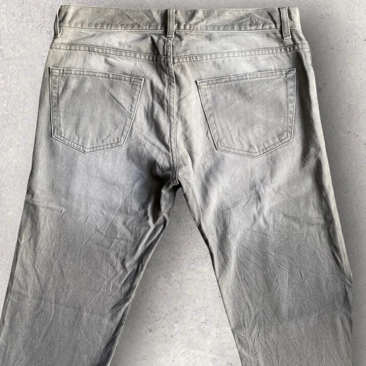 Helmut Lang - Archive Embroidered Grey Fade Denim Low Waist Contour fit