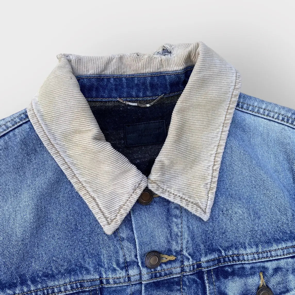 Saint Laurent Paris - SLP Corduroy Collar Denim Jacket