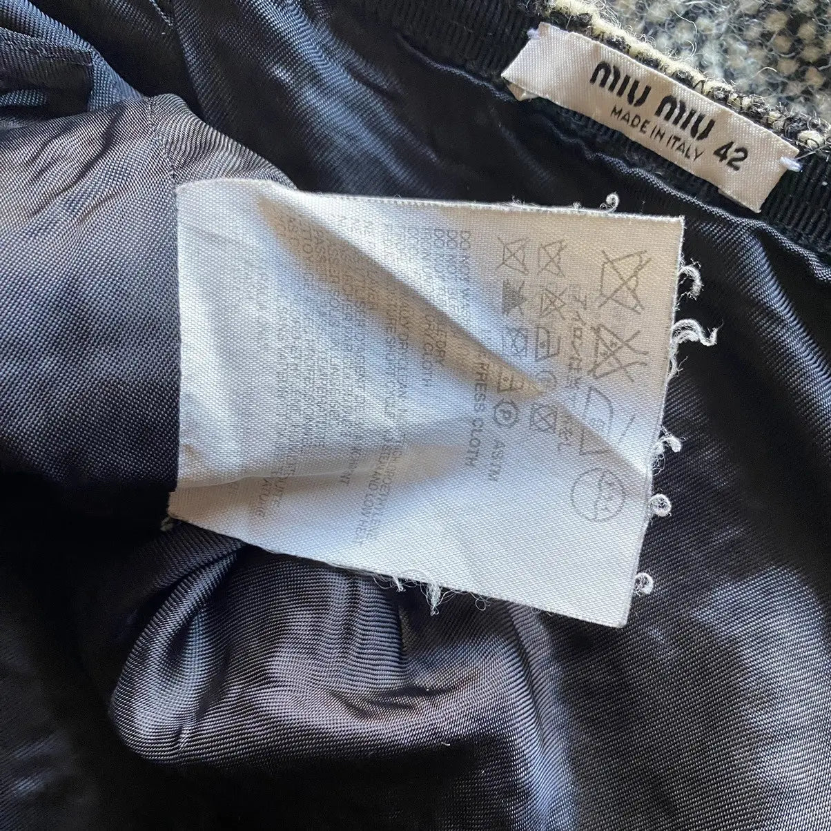 Miu Miu - Stretch Tweet Skirt With Studded