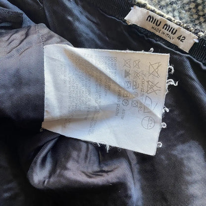Miu Miu - Stretch Tweet Skirt With Studded