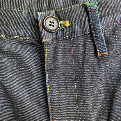 Comme des Garcons - CDG Shirts Line Rainbow Stitched Blue Raw Pants