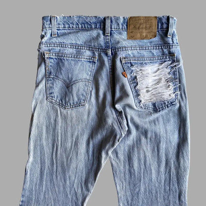 Levi's - Vintage 517 Orange Tab Sample Ripped And Repaired Bootcut