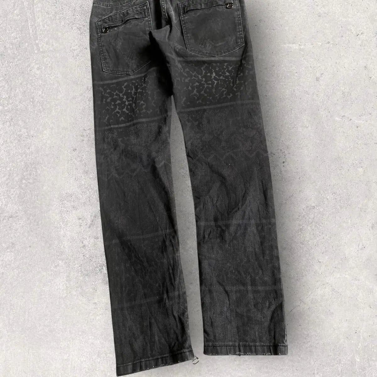 Balmain - Animal Print Black Wash Biker Denim