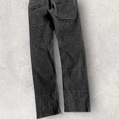 Balmain - Animal Print Black Wash Biker Denim