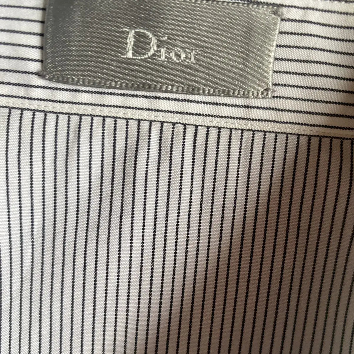Dior × Hedi Slimane - SS05 Runway Guitar Embroidered Pinstripes Sleeveless Shirt