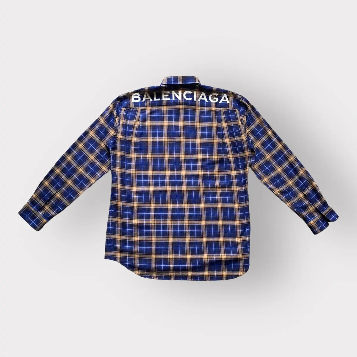 Balenciaga - Logo Blue Plaid Oversize Shirt
