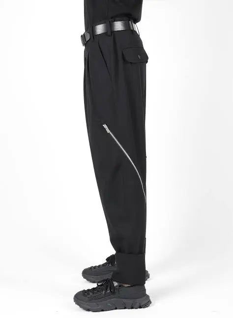 Yohji Yamamoto  Sample SS22 Linen Ink Dye Zip Cuffs Zip Pants