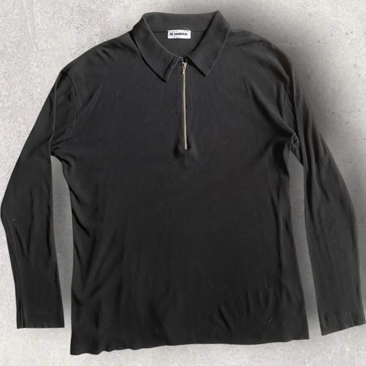 Jil Sander - Micro Ribbed Zip up Polo Shirt