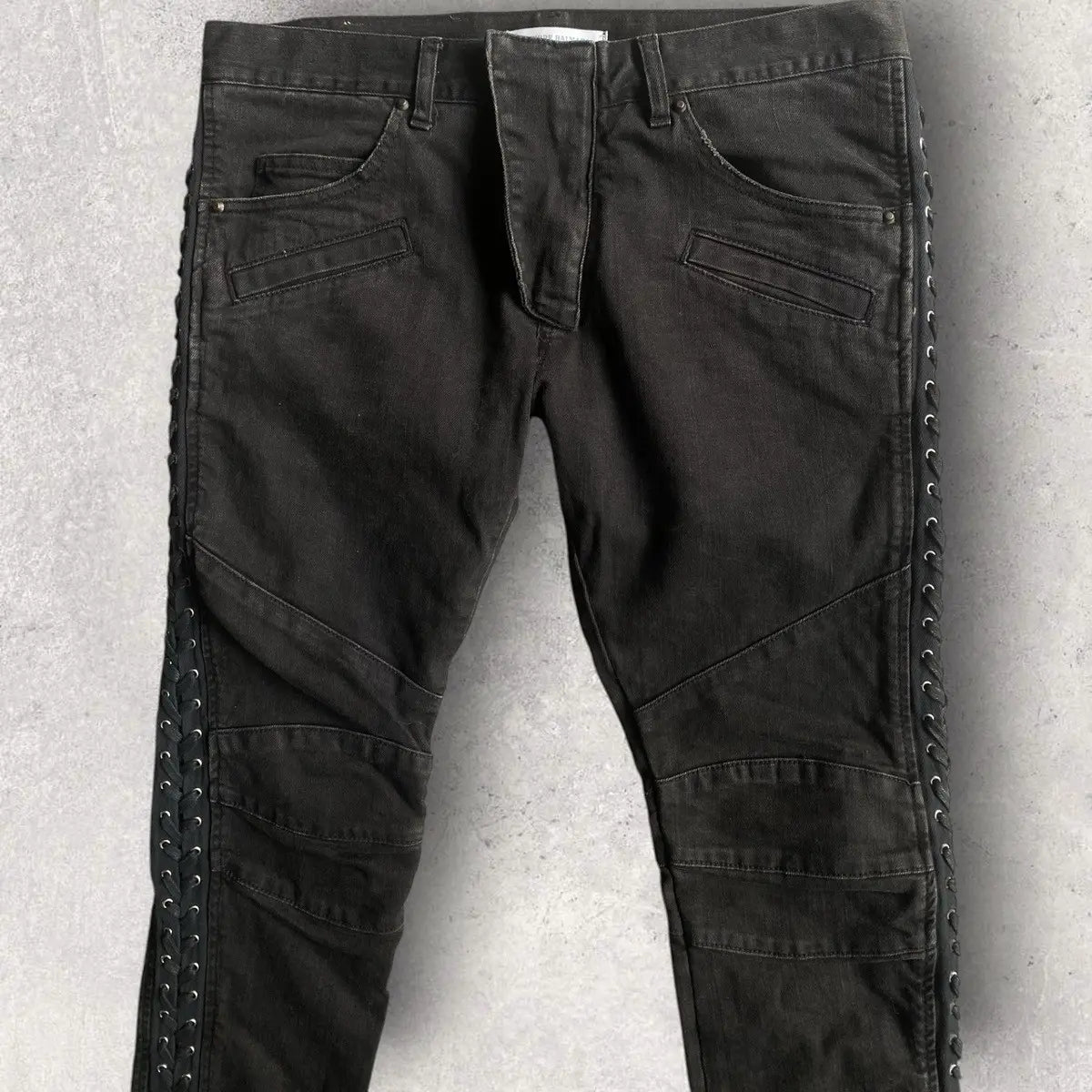 Balmain - SS13 Balmain Side Lace Biker Denim