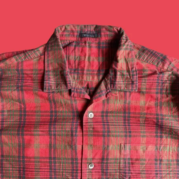 Yohji Yamamoto - Y’s For Men Red Plaid Open Collar Oversize Shirt