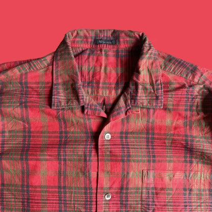 Yohji Yamamoto - Y’s For Men Red Plaid Open Collar Oversize Shirt