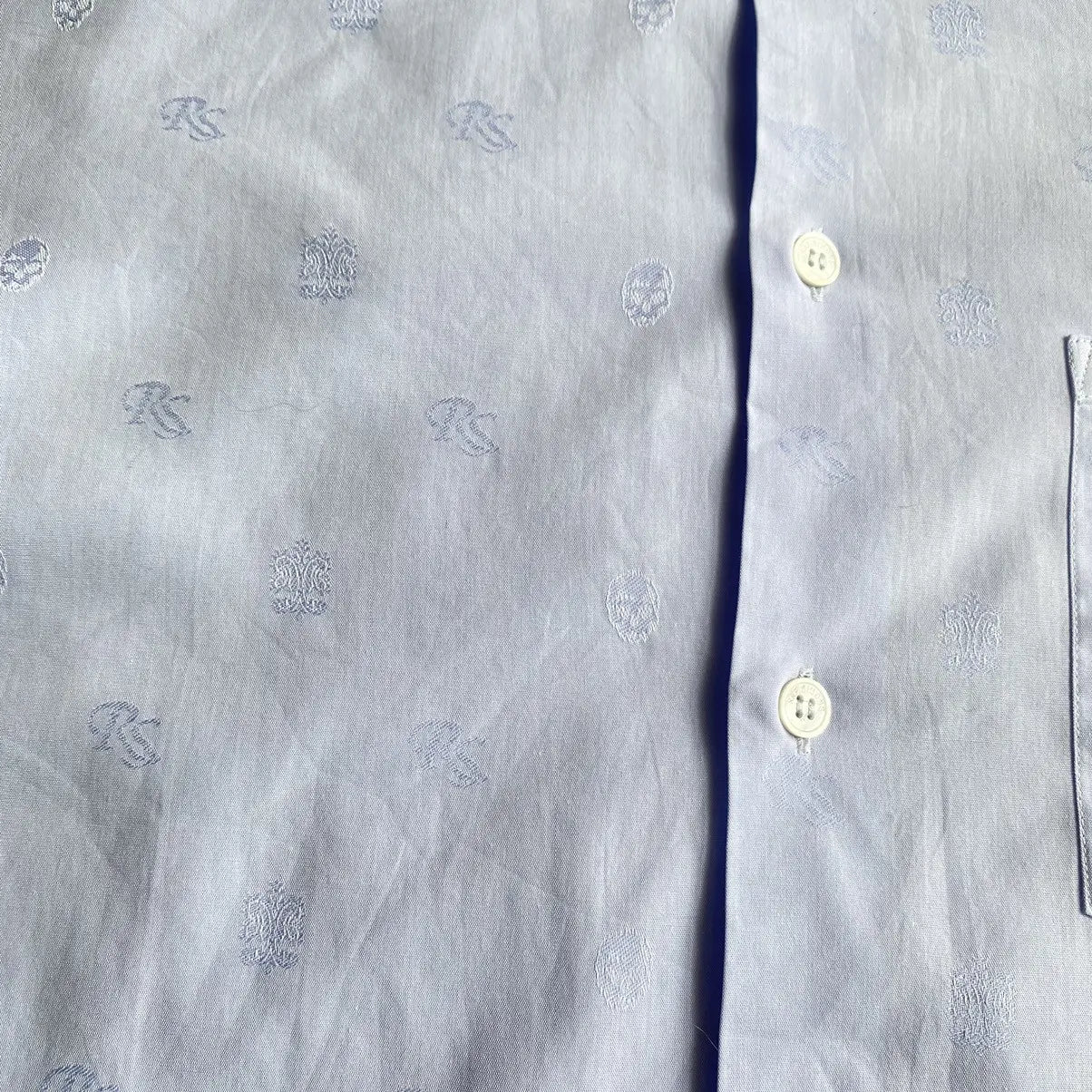 Raf Simons - FW 2006-2007 Blue RS Logo & Skull Jacquard Shirt