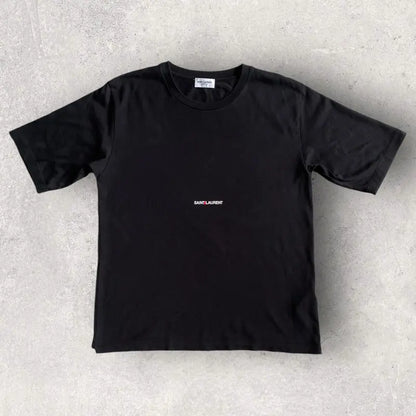 Saint Laurent Paris - SLP Logo Oversize Cropped T Shirt